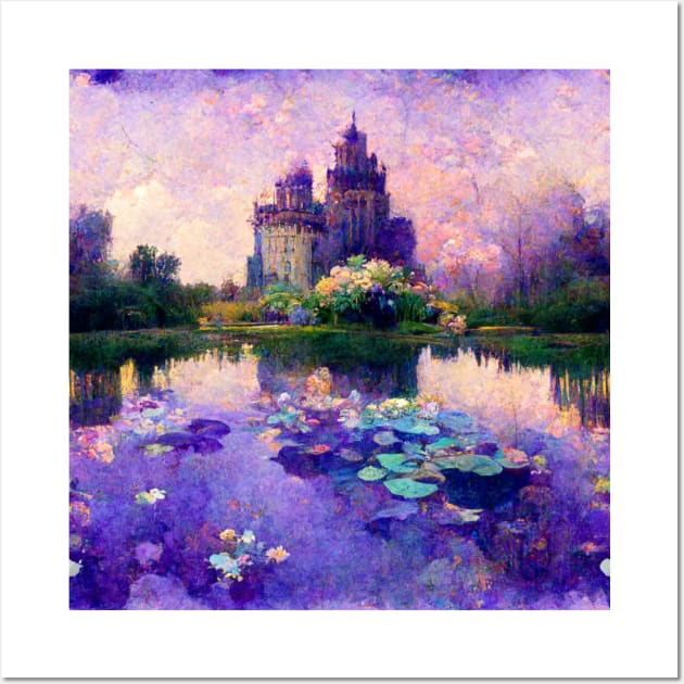 Fantasy Purple Castle Impressionism Calming Zen Painting Wall Art by joannejgg